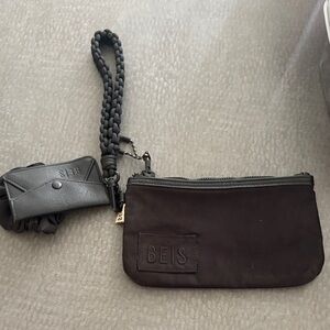 BEIS Black Wristlet Pouch with Braided Strap and Card Holder
